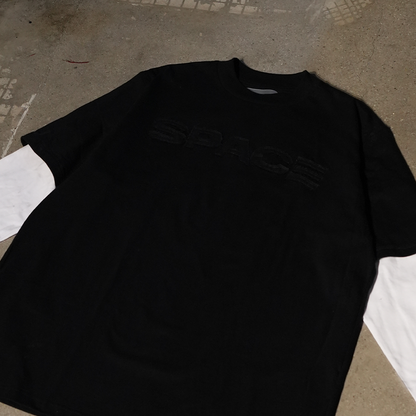 SPACE LAYERED DISTRESSED LOGO TEE